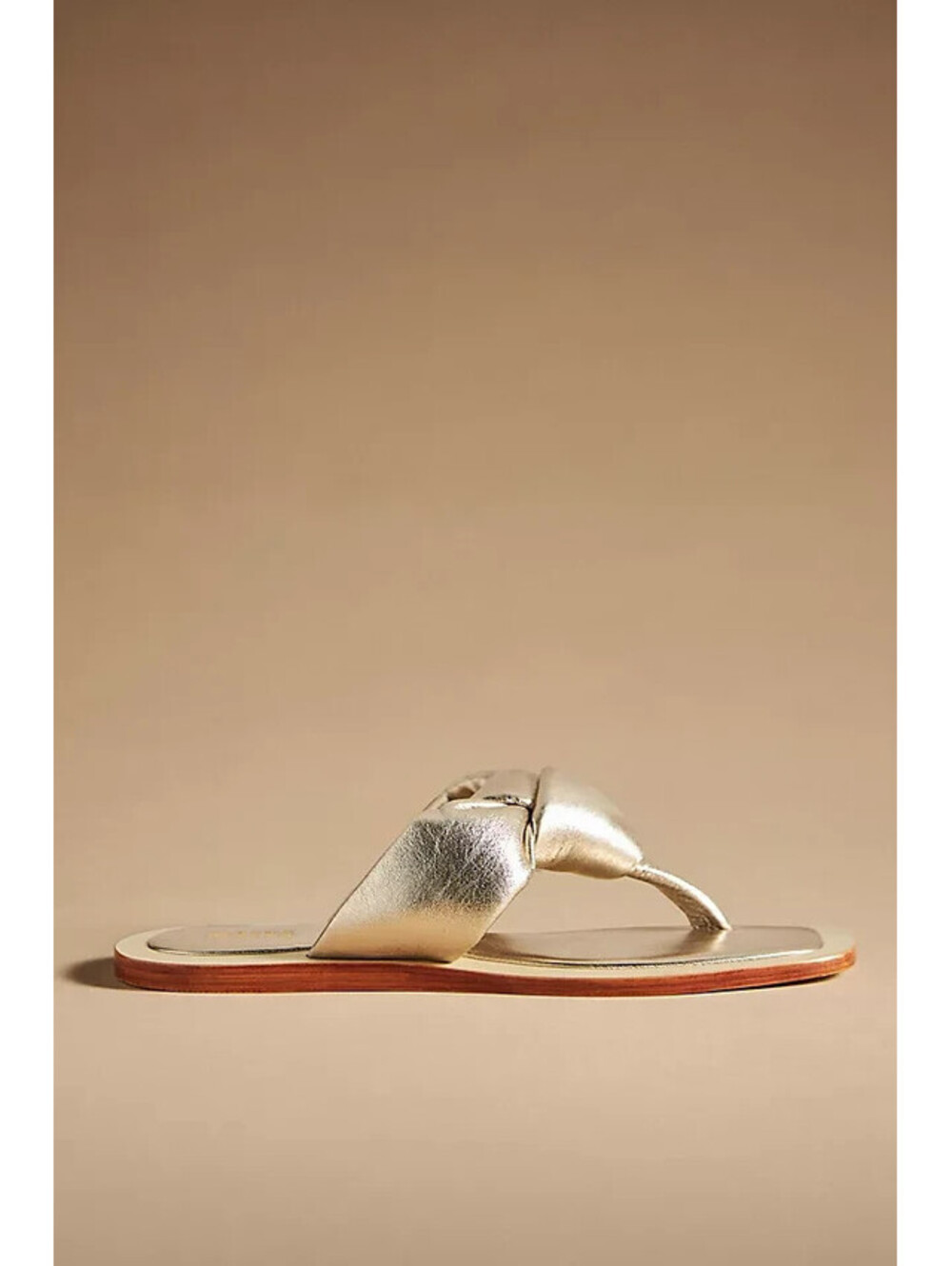 NEW ANTHROPOLOGIE Maeve Leather Puffy Knotted Sandals, Gold Metallic Leather 8 - Picture 2 of 10